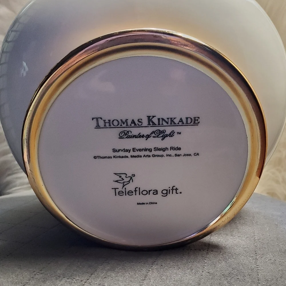 Thomas Kinkade White and Gold Decorative Bowl